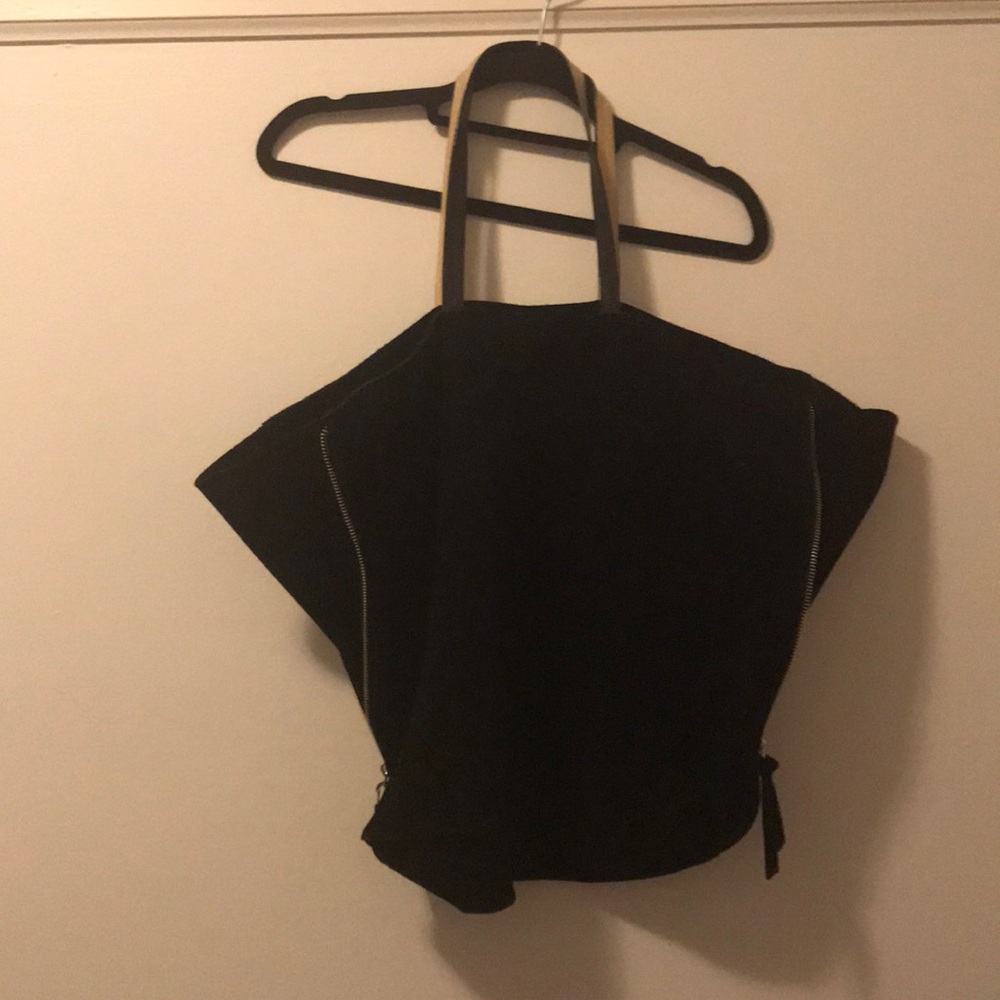 Black real suede tote